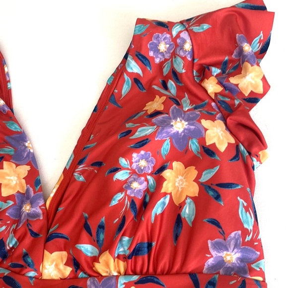(B21) NEW ModCloth The Kelsie One-Piece Floral Swimsuit, Size Small, NWT - Picture 5 of 11